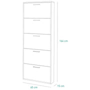Scarpiera Slim Alta con 5 Ribalte - Fino a 15 Paia di Scarpe - Design Moderno - Dimensioni: 163.60x65.10x15.00 cm