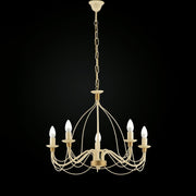 Lampadario in ferro Avorio Decape rifinitura Oro cinque luci 61x h45 cm