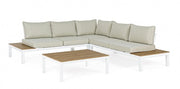 Set da esterno salotto angolare con cuscini bianco Elias