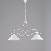 Lampadario classico ferro Bianco Argento due luci 85x h51 cm