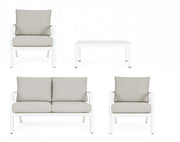 Set da esterno 4 pz Salotto con cuscini Harley bianco