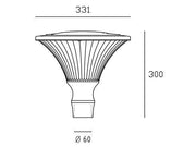 Lampada da esterno in alluminio pressofuso, diffusore trasparente, dimensioni: 60mm x 160mm, IP65 muschio