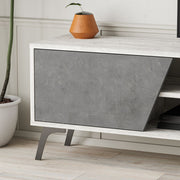 Porta TV Fiona Bianco Vintage con Anta Retro Grey e Mensola H 48 x P 35,60 x L 180 cm