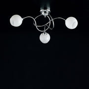 Plafoniera in ferro cromato lucido con vetri bianchi 3 luci 60xh.24 cm