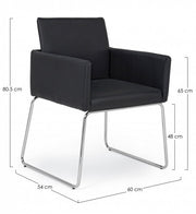 Sedia con braccioli in similpelle Nero SIXTY 60x54x h80,5 cm