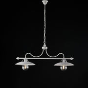 Lampadario in ferro Bianco Argento industrial minimal 87x h36 cm