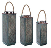 Set 3 lanterne in metallo stile fusion