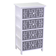 Mobiletto cassettiera bianco grigio 4 cassetti 40x29x73h cm
