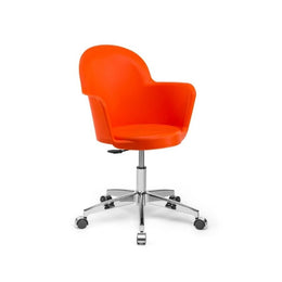 Poltrona ufficio arancione con base cromata Gora  cm 60x78xh.88