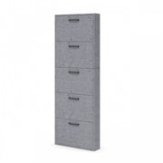 Scarpiera Slim 5 ribalte grigio cemento legno nobilitato h.180x65x15 cm