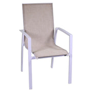 Poltrona in alluminio e textline Cleveland bianco opaco