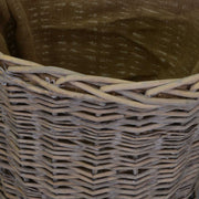 Cesta portalegna vimini con manici 1-2 foderata juta naturale ovale cm 57x46h46