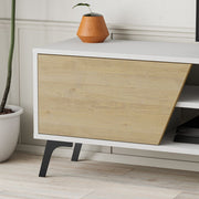 Porta TV Fiona Bianco con Anta Rovere e Mensola H 48 x P 35,60 x L 180 cm