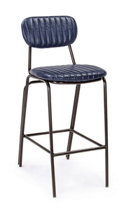 Sgabello vintage da bar in simipelle Blu DEBBIE 44x51x h100 cm