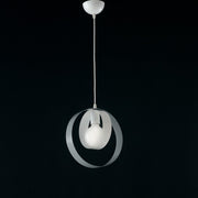 Lampadario cameretta sospensione in ferro Bianco Grigio una luce 25x h27 cm