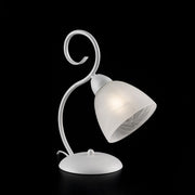 Lumetto in ferro Bianco shabby paralume in vetro Alabastro Bianco una luce 26x h32 cm
