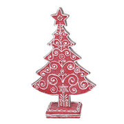 Albero resina rosso con decori bianchi cm16x5,7h24
