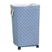Cestone  tessuto azzurro rettangolare con rotelle cm 40x30h70