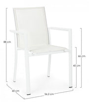 Sedia in alluminio con braccioli Konnor bianco