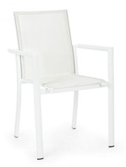 Sedia in alluminio con braccioli Konnor bianco
