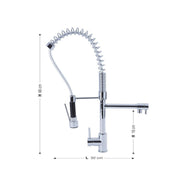 Rubinetto miscelatore per cucina con doccetta finitura cromo h.66x32 cm EFFEZ