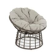 Poltrona per esterno in fibra naturale Grigio con cuscino MOLLY diametro 69x92x h78 cm