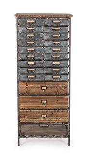 Cassettiera OFFICINA in acciaio e legno 129.5h cm