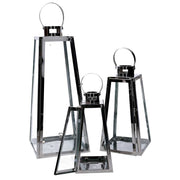 Lanterna metallo 1-3 argento quadro cm20,5x20h47
