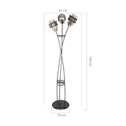 Lampada da terra Grande MDL3812 in ferro intrecciato 3 luci in vetro EFFEZ