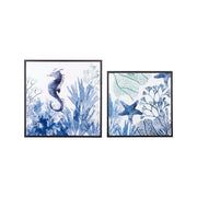 Set Tavolini in acciaio Nero con fantasia marina REEF K04 2 pezzi