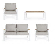 Set 4 salotto bianco con cuscino in alluminio