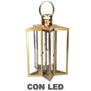 Lanterna led metallo stella oro cm27,5x27,5h42-48