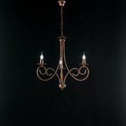 Lampadario a sospensione in ferro Nero DECO Rame tre luci 50x h60 cm