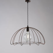 Sospensione in ferro laccato nero con decorazione rame 1 luce