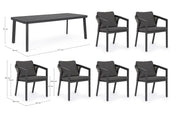 Set tavolo + 6 sedie Cordova antracite