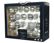Pallina di Natale Palloncini di vetro lucidi opachi glitterati trasparenti misti colore argento ø 7cm