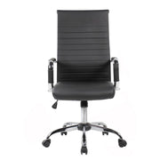 Poltrona ufficio Folkvan con base cromata ecopelle nera EFFEZ