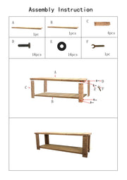 Tavolino da salotto noce country con 2 piani 120x60xh,45 cm