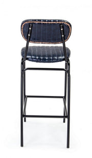 Sgabello vintage da bar in simipelle Blu DEBBIE 44x51x h100 cm