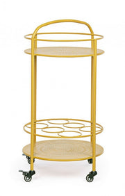 Carrello per bottiglie in acciaio Giallo Ocra