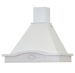 Cappa aspirante LUCREZIA in acciaio inox bianca e cornice in legno colore cenere cm 60