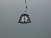 Lampada a sospesione in metallo con paralume nero D25/35xD20/35x120h cm