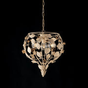 Lampadario in ferro laccato avorio con decorazione decape 3 luci