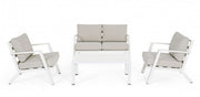 Set da esterno 4 pz Salotto con cuscini Harley bianco
