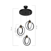 Lampada a sospensione Felicia tre punti luce cerchi LED ASZ1593