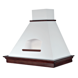 Cappa aspirante MARY C/NICCHIA in acciaio inox bianca e cornice in legno colore tabacco cm 60