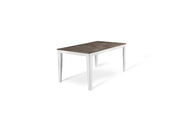 Tavolo allungabile cemento grigio-metallo bianco 90 cm x 156- 316 cm H. 76 cm