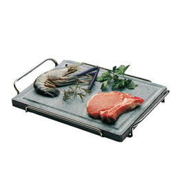 Piastra ollare in pietra naturale con supporto pieghevole Ompagrill DS40-50 SP 50x40 cm