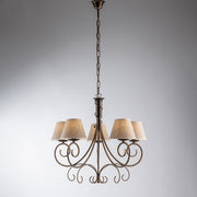 Lampadario vienna Marrone Oro cinque luci paralumi effetto tessuto 60x h58 cm