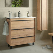 Mobile bagno Geco80 rovere ostippo con lavabo 3 cassetti 80x45x86h